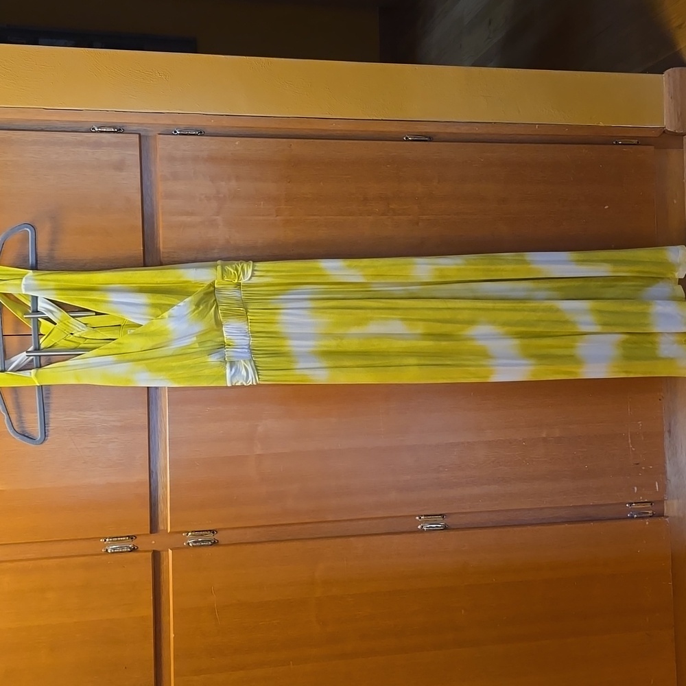 Soma Yellow and White Tie-Dye Maxi Dress